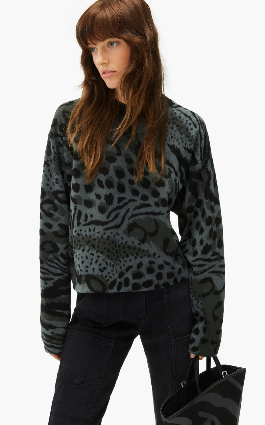 Kenzo Archive Leopard merino wool Pulóver Női Szürke | ID.909304